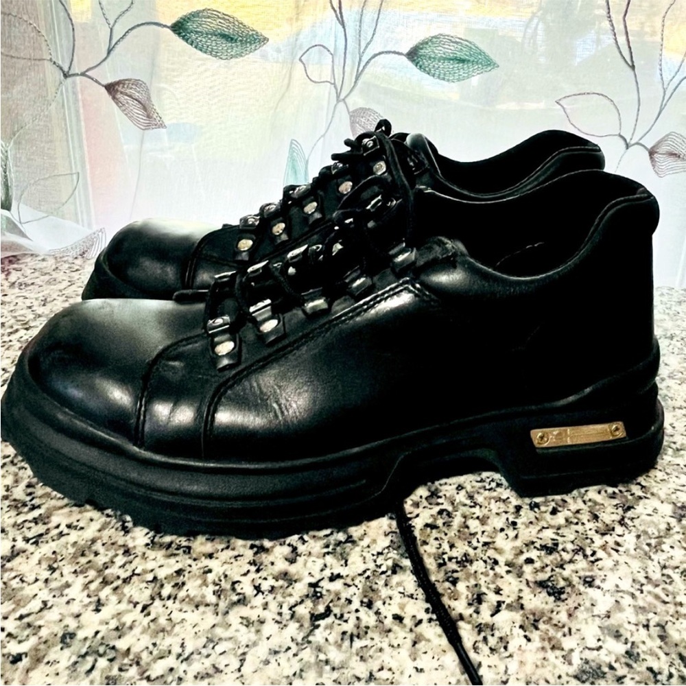 Harley Davidson Black Heeled Boots Size 10.5 steel toe shoes